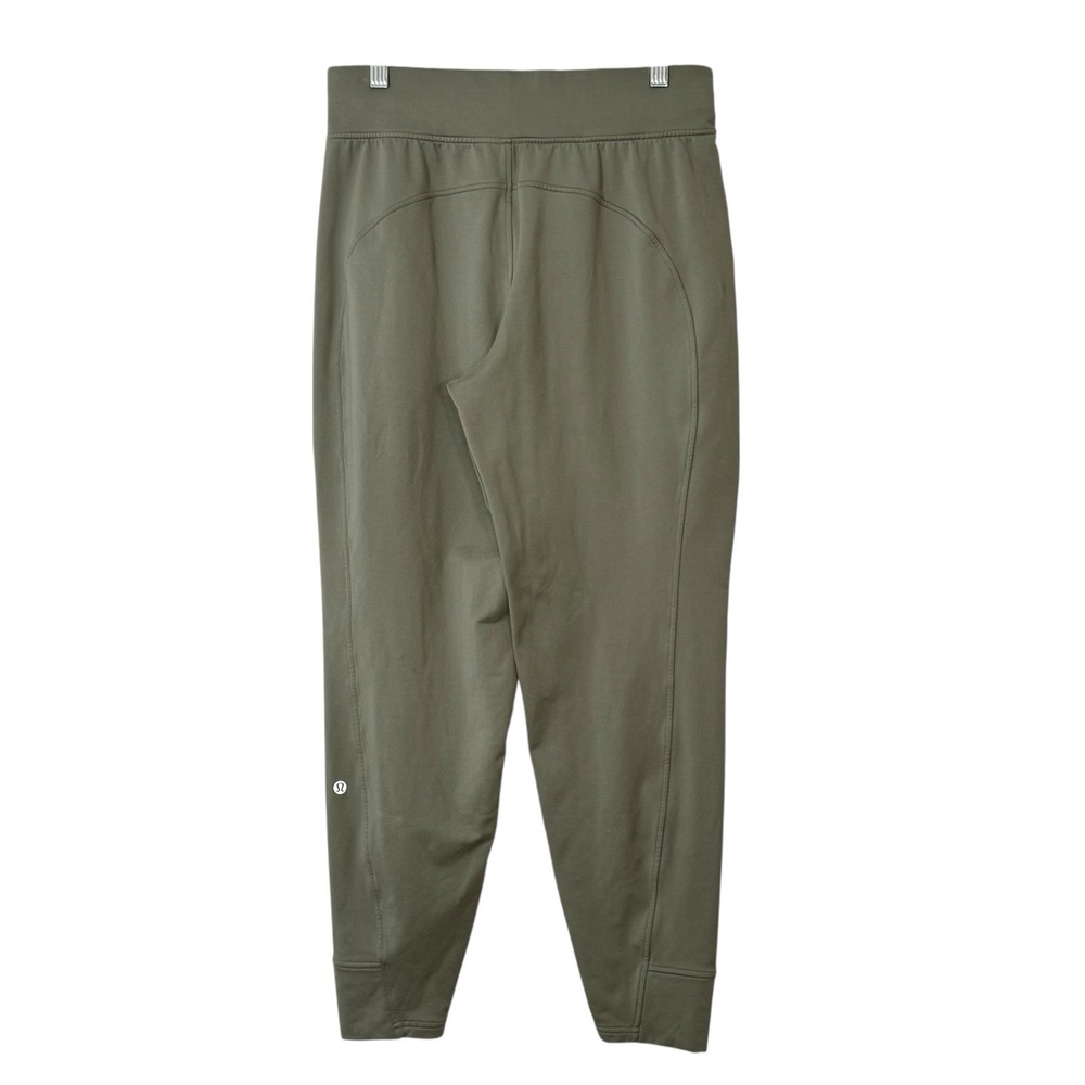 Lululemon Jogger Pants Womens 8 Olive Mid Rise Tapered Zip Pockets Yoga Gym